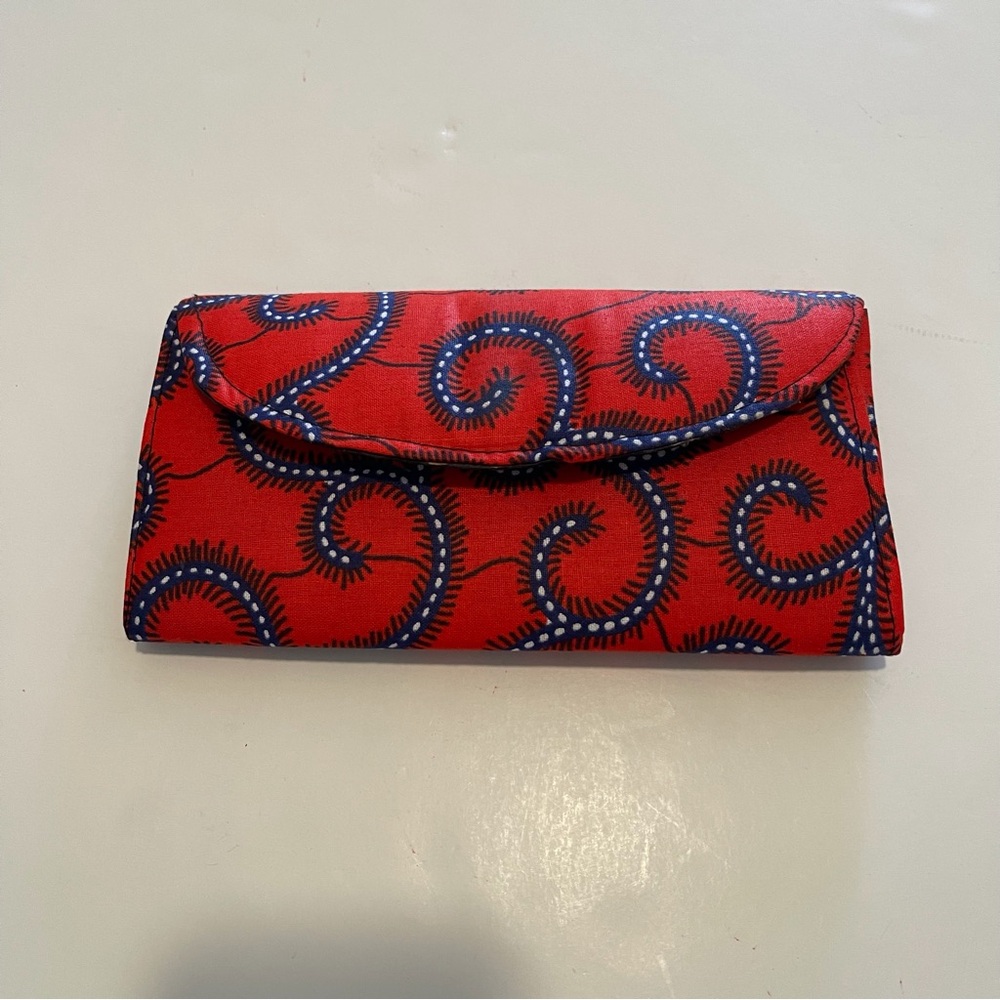 Red and Blue Swirl Leather Wallet